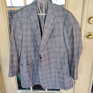Hickey Freeman Mens Custom Surgical Cuffs Gray White Plaid Wool 2 Btn Blazer 51R